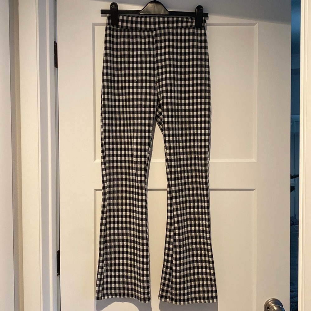 Urban Outfitters Black and White Checkered Flare Pants